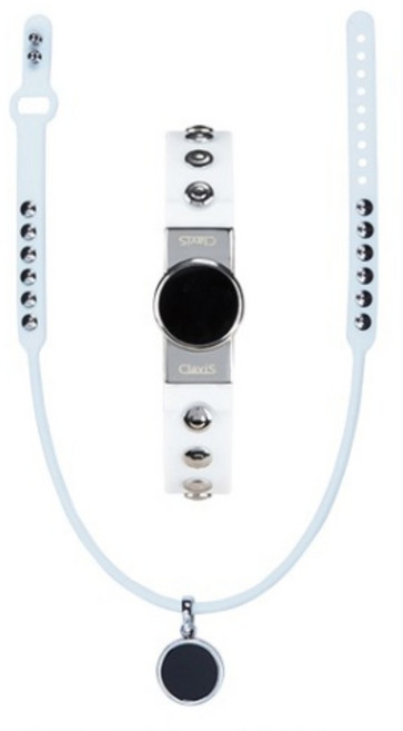 클라비스 히어로 건강팔찌+건강목걸이 세트 근육통완화 자기발생기, 화이트, 화이트골드, 1개