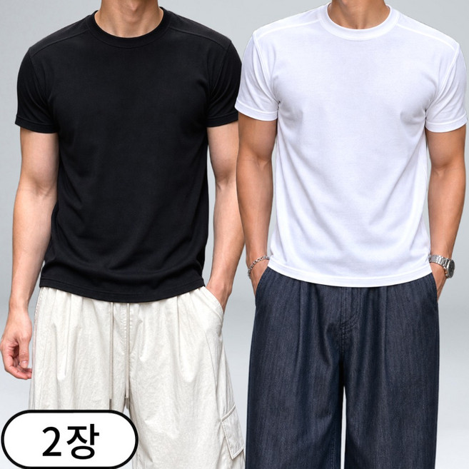 [1+1] 남자 절개 분또 머슬핏 반팔 티셔츠 (6760-2)