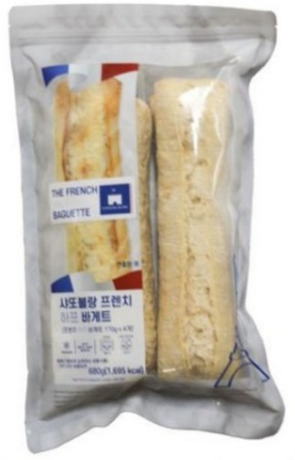 [프랑스직수입] 샤또블랑 프렌치 하프 바게트 세트 170g x 12입 (3 개입) 냉동 바게트 홈카페 베이커리, 1세트, 2.04kg