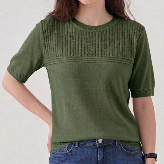 온미올렛 여성 아이스 반팔 니트 티셔츠 쿨니트