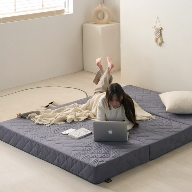 [국산브랜드] 꿀잠팩토리 3단 접이식매트리스 토퍼 7cm 10cm 15cm 커버 포함 + 1년 꺼짐보장