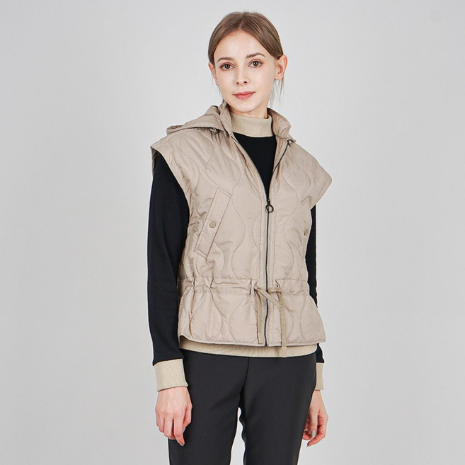 에코스포츠 여성 골프웨어 퀼팅 후드 베스트 캐주얼 조끼