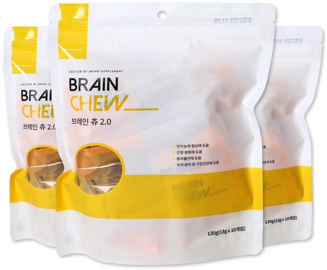 닥터바이 브레인츄 강아지껌 간식 두뇌영양 덴탈 애견껌, 가수분해연어, 130g, 3세트