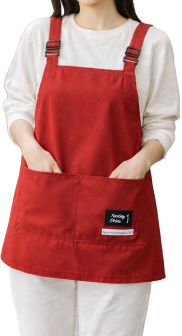 슈가야 심플포켓 베이직 생활방수 앞치마 롱&숏 h형앞치마, 1개, 숏미니 레드