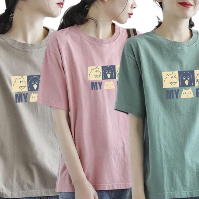 1+1+1 여름 여성용 면 반팔 티셔츠 패션 라운드 반팔티 소프트 데일리룩 상의 3종세트