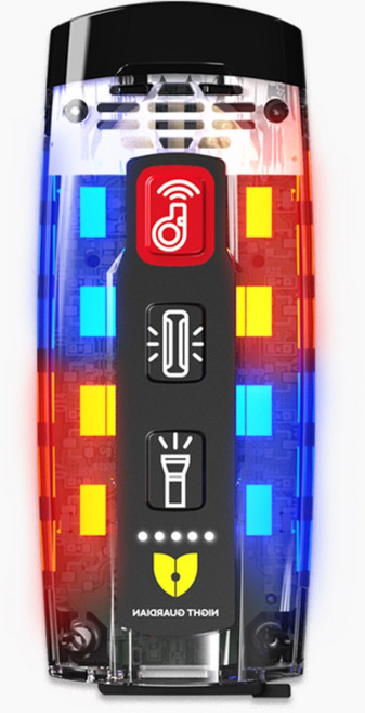 나이트가디언W04 전자호루라기 호각 휘슬 호신용 경보기 LED 랜턴 안전등 경찰, 1개, LED 적색_청색