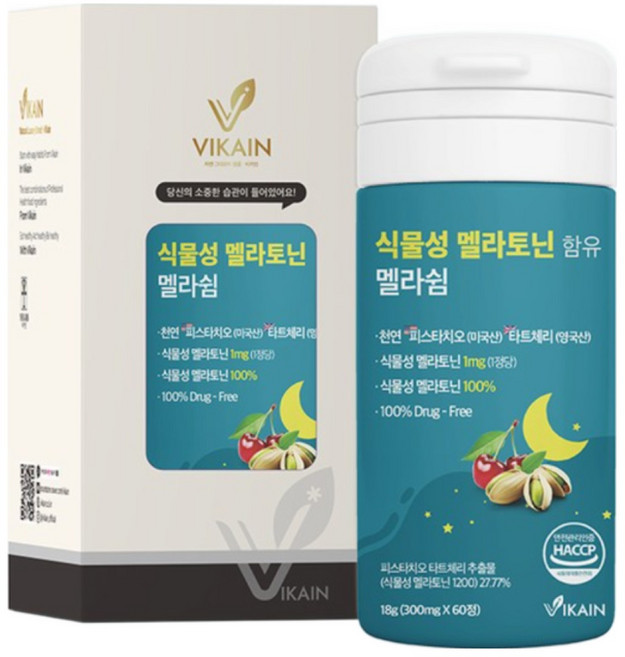 비카인 식물성 멜라토닌 함유 100% 미국산 피스타치오 추출물 (소비기한 26.07.17), 2박스, 60정