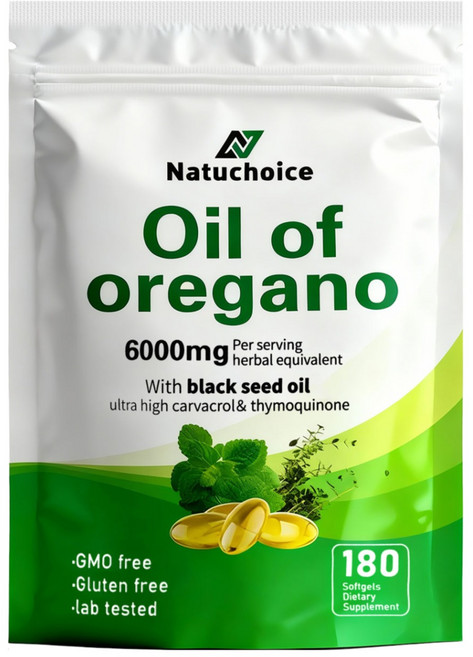 오레가노 오일 캡슐 6000mg + 블랙시드오일 2in1 천연 식물 포뮬러 면역 건강 소화 편안함 항산화 밸런스 영양제, 2개, 180회분