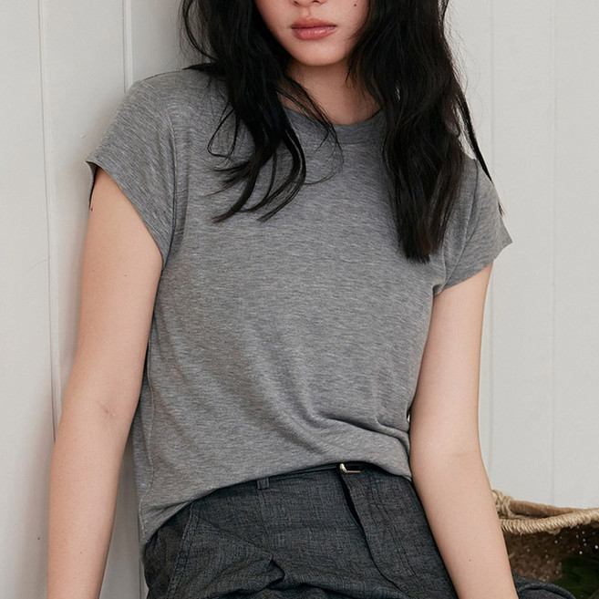 스토리원 WM-SSWT030 여성 프리미엄 베이직 반팔 텐셀 울 티셔츠