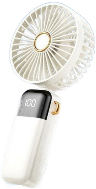 포언트 접이식 휴대용미니선풍기 대용량배터리 핸디선풍기, 펄아이보리