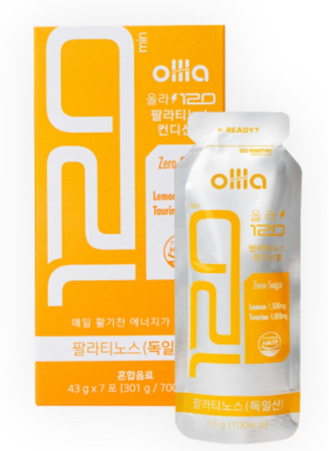 올라 120 팔라티노스 하이드로 컨디션젤 레몬 제로슈거 에너지젤 러닝 마라톤 사이클, 21개, 43g