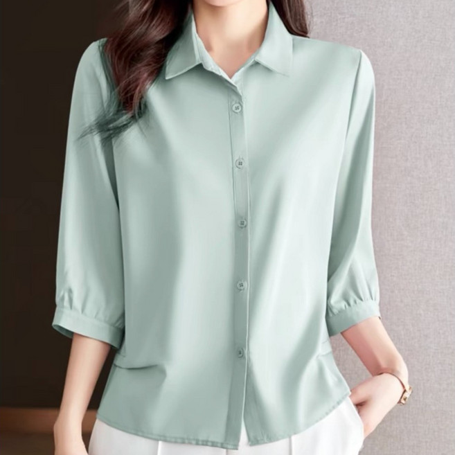 휠렉스 여성 봄 루즈핏 카라넥 블라우스 JT63