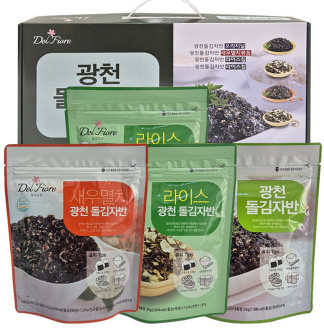 광천 돌김자반 선물세트 4P선물세트 오리지널 새우멸치볶음 라이스칩
