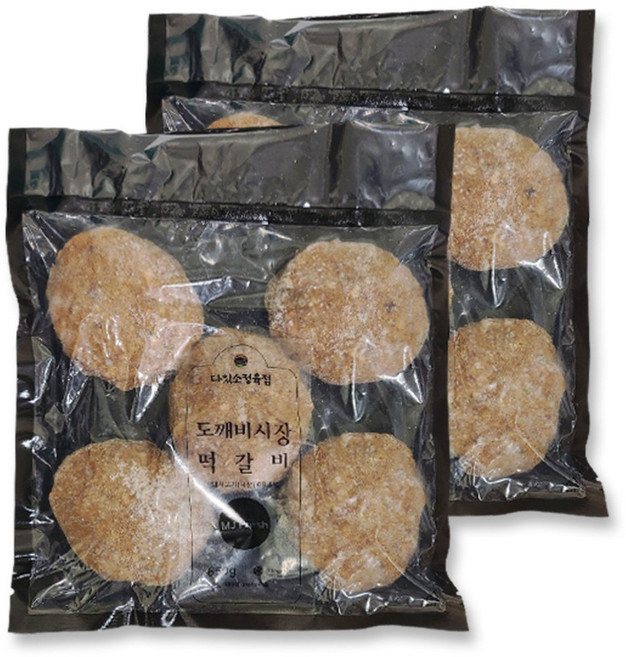 명진푸드 도깨비시장 떡갈비 냉동떡갈비 650g, 3개