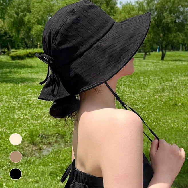 리보마 챙넓은 햇빛가리개 버킷햇 벙거지 턱끈 모자
