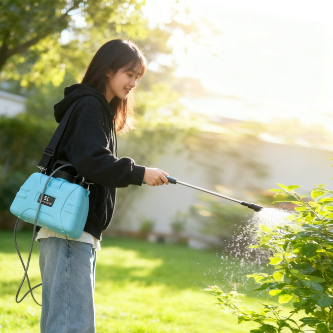 LUNOO 휴대용 전동 소독 농약살포 압축분무기 5L, 블루, 1개