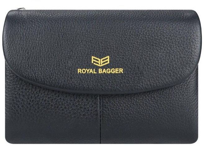 Royal Bagger RFID 차폐 여성용 단축 지갑 가죽 다중 카드 슬롯 슬롯 슬롯 삼단 접이식 지갑 자석 개폐 2063 코끼리 회색 레저