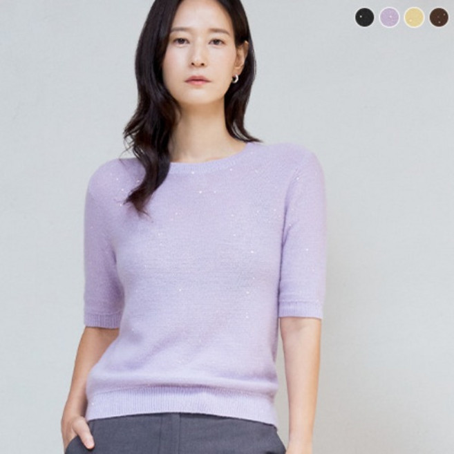 [LBL] 25FW 캐시미어 시퀸 블렌드 소프트 하프슬리브 니트