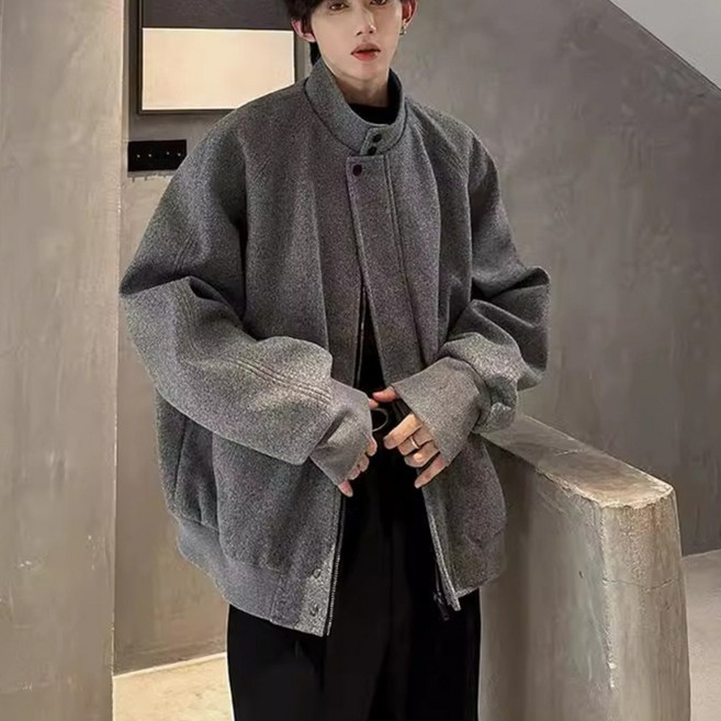 ANYOU 남성 재킷 방풍 하이넥 빅사이즈 캐주얼 코트 루즈핏 데일리 점퍼