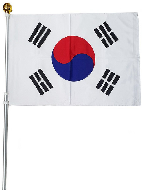 파티로 태극기 깃발 3단 접이식 깃대 90x135cm, 2세트, 혼합색상