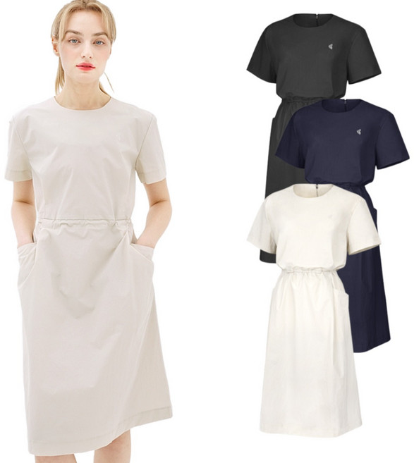 김영주 여성 리비카 라운드 원피스 기능성 스판 나일론 반팔 루즈핏