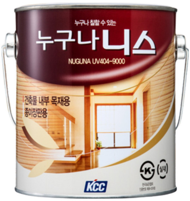 KCC 누구나 니스 1L 2L 4L 유광 바니쉬 건물 내부 목재용 신나필요없음, 1개