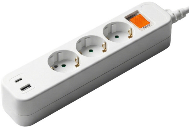 고용량 3구 멀티탭 C타입 USB 멀티콘센트, 1개, 3구 화이트, 1m