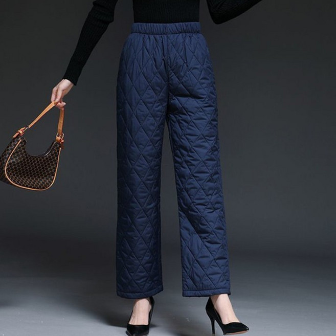 여성용 따뜻한 보온성 높은 폭신 패딩바지 와이드 누빔팬츠