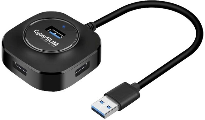 CyberSLIM USB 3.0 高速四口集線器 擴展連接埠 隨插即用, 黑色, 1個