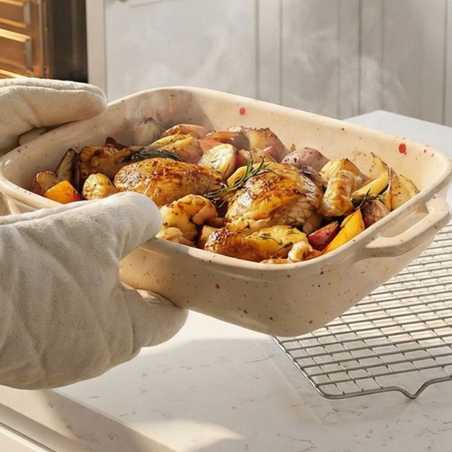 [파격사은품] 루체 직사각 그라탕기 오븐접시 L, 크림아이보리, 1개