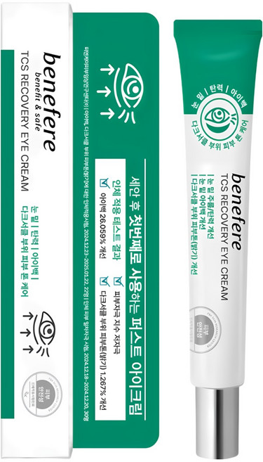 [ 아이백 개선 카페인 아이 크림 ] 코리아나 베네페레 TCS 리커버리 아이크림, 1개, 20ml