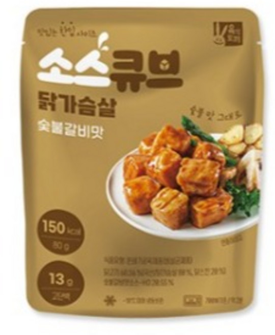 육식토끼 닭가슴살 소스큐브 80g 4종 50팩, (소스큐브)숯불갈비, 50개