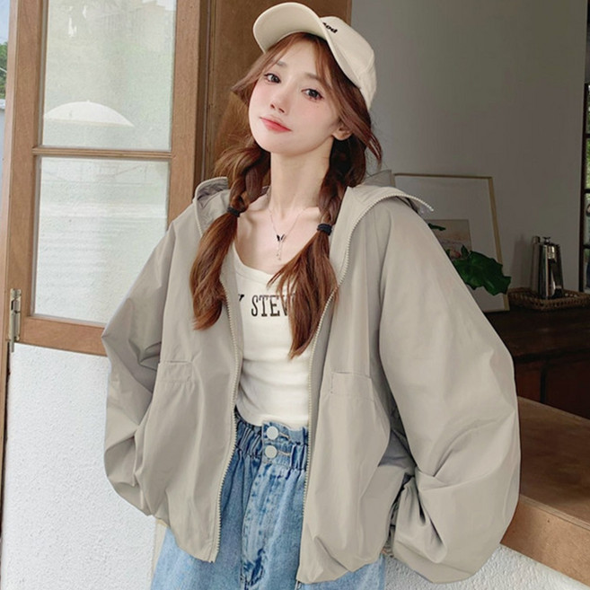 후암마켓 여성 바람막이 후드 집업 점퍼 메쉬안감 경량 윈드자켓