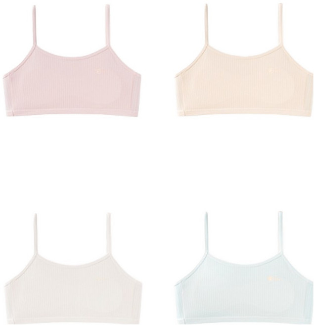 IEDUOS 초등학생 초경량 편안한 브라 1단계 4종 세트 주니어 첫브라 성장기 우리아이 청소년 여중생 브래지어