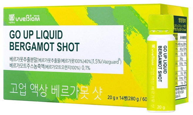 서울대위바이옴 고업 액상 베르가못 샷, 14회분, 280g, 3개