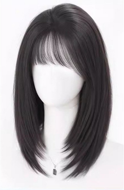 샤일리 여성 정수리 부분가발 탑커버 머리숱 보충 가발, 자연블랙+앞머리타입-40CM, 1개