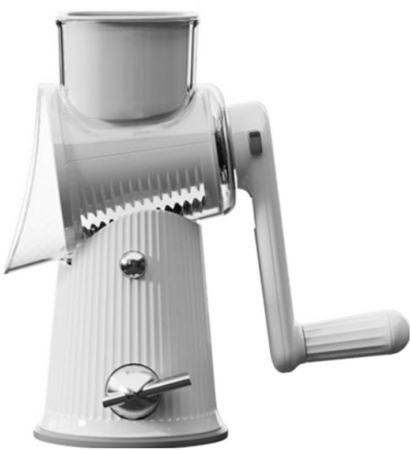 만능 자동 채칼 슬라이서+롤컷팅+당근/감자/야채 스피닝 써는기계+블레이드 5세트 (초간편 안전 회전형 감자채써는기계), 흰색, 1개