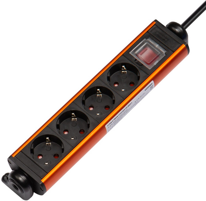 고용량 알루미늄 라운드 멀티탭 4000W 에어컨 냉장고 멀티콘센트 거치대 파워탭 4구 1.5m 3m, RMG430BODG 라운드 4구3m 오렌지