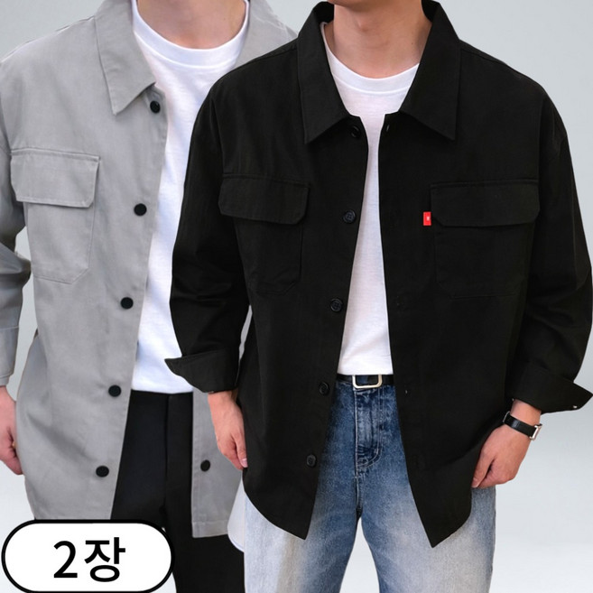 1+1 남성용 오버핏 코튼 단추 카라 트러커 자켓 (5130-2)