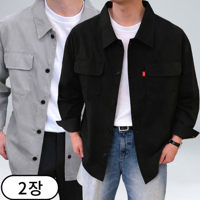 1+1 남성용 오버핏 코튼 단추 카라 트러커 자켓 (5130-2)