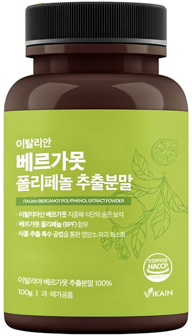 비카인 이탈리아 100% 베르가못 BPF 폴리페놀 추출분말, 100g, 4개 - 쿠팡