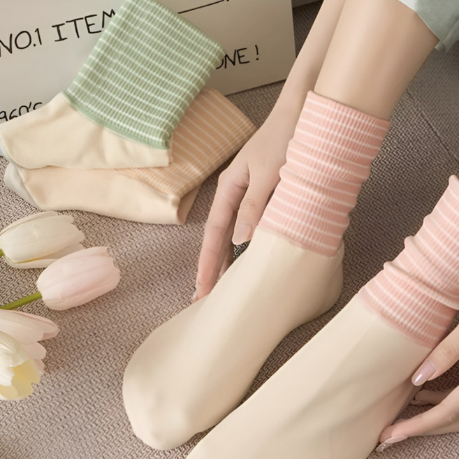 크론 여성 수면양말 수족냉증 학생 보온 부드러운 사계절, 1세트