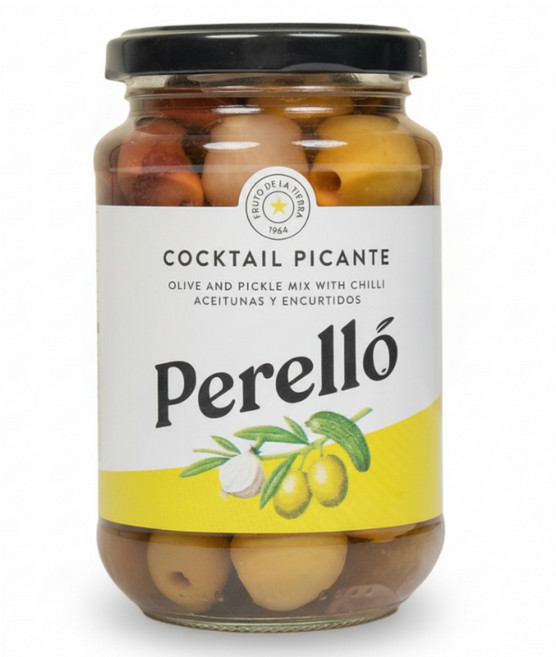 페렐로 칵테일 피칸테 올리브 350g 병 (만자닐라+꾸끼요 올리브+미니어니언+베이비졀킨+긴디야고추 절임), 1개