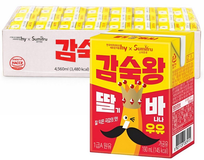 hy 감숙왕 딸기 바나나우유, 24개, 190ml