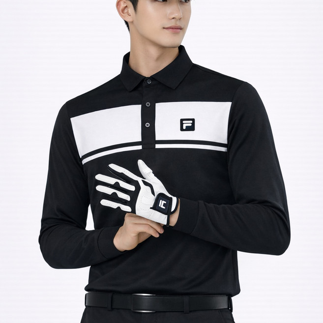 신상) 휠라 FILA 남성 골프 긴팔 티셔츠 카라 기능성 골프웨어