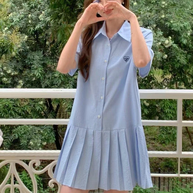 루스리더 여성 일체형 카라넥 셔츠 원피스 EZ8