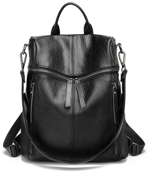 로르빈 여성용 소가죽 데일리 백팩 인조가죽 직장인 패션 여행 가벼운 가방 대학생 숄더백 겸용