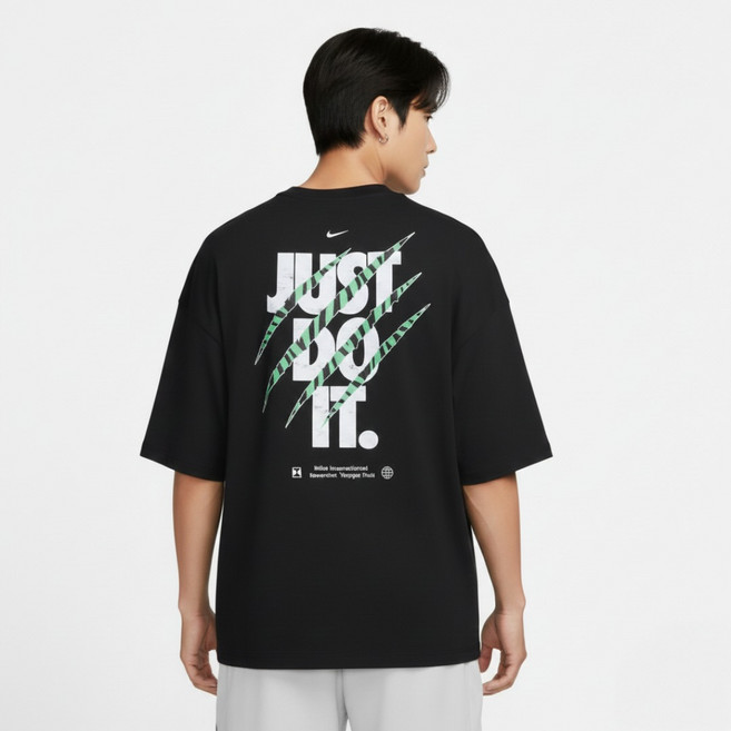 정품배송 나이키 NSW 백프린팅 그래픽 남녀공용 기능성 면티 데일리 오버핏 블랙 화이트 검정색 흰색 반팔 티셔츠 Orosy