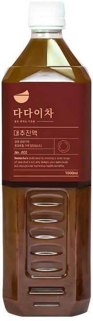 전통레시피로 원물을 착즙하고 진하게 달인 설탕 무첨가 저칼로리 대추진액, 3개, 1개입, 1L