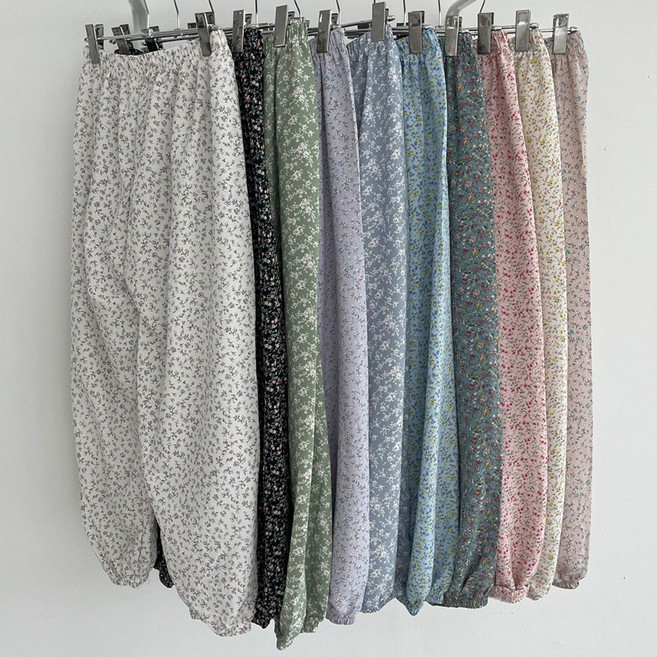 1+1 통편한 꽃 조거 잠옷바지 고쟁이 밴딩팬츠 파자마 홈웨어 가을 바캉스 인견